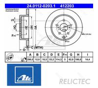 ATE Brake disc 24.0112-0203.1 290,0 12,0 5 114,3 solid Coated TOYOTA: Prius Plus