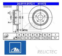 1X Brake disc ATE 24.0111-0172.1 for FORD KUGA II VAN 2 2019-2019