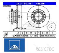 ATE Brake disc 24.0116-0216.1 280,0 16,0 5 160,0 solid Coated FORD: Transit Mk6 Van, Transit Mk6 Caja / Chasis, Transit Mk6 Tourneo