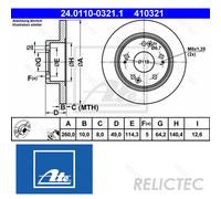 ATE Brake disc 24.0110-0321.1 260,0 10,0 5 114,3 solid Coated HONDA: Accord 7 Limousine