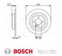 2x Brake disc solid 0 986 479 A08 BOSCH for MINI MINI Coupe MINI Roadster MINI