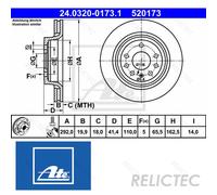 2x Brake disc Vented 24.0320-0173.1 ATE for SAAB FIAT OPEL