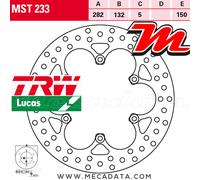 Rear Brake Disc TRW Lucas MST 233 Yamaha VMX 1200 V-Max (2WF/2WE) 1996