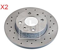 Rear Brake Disc x2 Pcs FEBI Fits ABARTH 500 595 695 500C 595C 695C 51885456