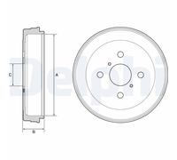 Rear Brake Drum Delphi BF530 Fits Toyota Yaris/Vitz Braking System