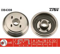 REAR BRAKE DRUM FITS: FORD FIESTA MK IV 1.3 I/1.8 D/1.8 DI.FORD FIESTA IV 1.3