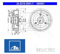 ATE 24.0216-5001.1 Brake Drum for CITRO?N,PEUGEOT