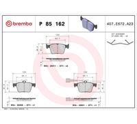 Brake pads P 85 162 BREMBO for AUDI SEAT