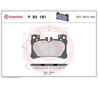 Brake Pads Set Rear P83181 Brembo 0446611010 044661101079 0446611020