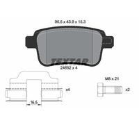 Textar Brake Pad Set 2469201 Rear Disc TRW System 95.5mm Full Set of 4 with Accessories Fits Renault