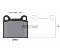 Genuine OE Textar Brake Pads Full Set Of 4 Rear With Accessories 2075506
