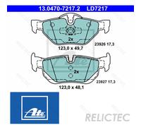 Rear Brake Pads Set BMW:E91,E90,E92,E84,E93,E88,E87,E82,E81,3,1,X1 34216767150