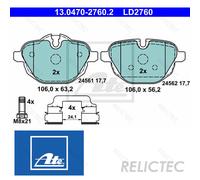 Rear Brake Pads Set BMW:F10,F11,F25,F26,E89,I12,5,X3,X4,Z4,i8 34216788284
