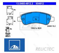 Brake pads 13.0460-4812.2 ATE for FIAT PEUGEOT CITROËN