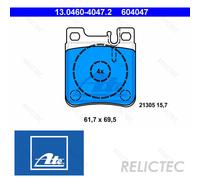 Brake pads 13.0460-4047.2 ATE for MERCEDES-BENZ CHRYSLER