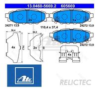 Brake Pad Set, disc brake ATE 13.0460-5669.2 for LEGACY V (BM) 2.5 2009-2014