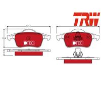 REAR BRAKE PADS SET GDB1389DTE TRW I