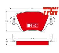 REAR BRAKE PADS SET GDB1525DTE TRW I