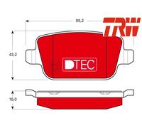 REAR BRAKE PADS SET GDB1732DTE TRW I