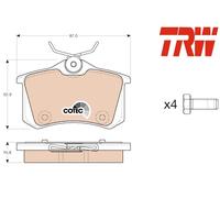 REAR BRAKE PADS SET GDB1973 TRW I