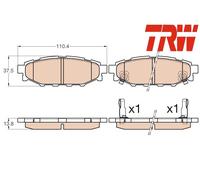 REAR BRAKE PADS SET GDB3568 TRW I