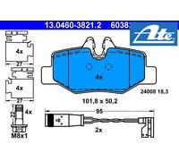 REAR BRAKE PADS SET LEFT & RIGHT SIDE 13.0460-3821.2 ATE I