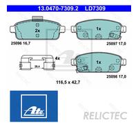 Brake pads 13.0470-7309.2 ATE for OPEL VAUXHALL