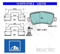 Brake pads 13.0470-2736.2 ATE for VOLVO V60 I V70 III XC60 I SUV S80 II XC70 II