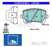 Rear Brake Pads Set VW Audi Seat Skoda:A4,PASSAT,A6,A3,GOLF VI 6,OCTAVIA II 2