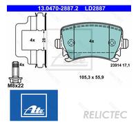 Fits ATE 13.0470-2887.2 Brake Pad Set, disc brake UK Stock