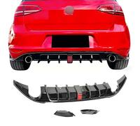 Rear Bumper Diffuser with Light for Volkswagen Golf 7 MK7 GTI GTD TSI, Gloss Black, Rear Lip Splitter, 2014-2017
