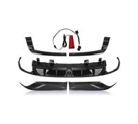 Rear Bumper For Accord 2018 2019 2020 2021 2022 Rear Bumper Diffuser Lip Side Spoiler Cover Splitter Trim + Tail Brake LED Lamp(Black)