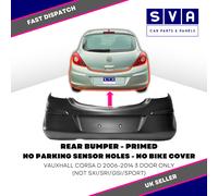 REAR BUMPER - PRIMED - FOR VAUXHALL CORSA D 2006-2014 3DR - INSURANCE CERTIFIED