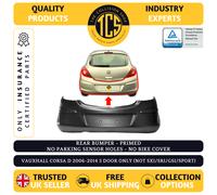 REAR BUMPER - PRIMED - FOR VAUXHALL CORSA D 2006-2014 3DR - INSURANCE CERTIFIED
