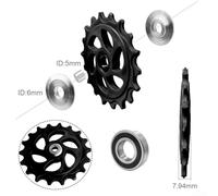 Rear Derailleur Pulley Wheel 1018T with Bearing for Road and For Hybrid Bikes Suitable for Different Gear Ratios and Chain Sizes Lightweight Engineering Plastic (17T)