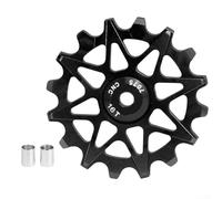 Rear Derailleur Wheel 10T/16T with Porcelain Ball Bearing and Two Bushings for Bicycle, Suitable for 6 to 12 Speed Gear Systems (16T Black)