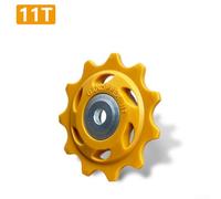 Rear Derailleur Wheel Bearing Pulley 10 18T with CNC Machined Steel Bearings for Precise Gear Shifting on Road and Mountain Bikes (Yellow 11T)