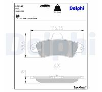Rear Disc Brake Brake Pad Set Delphi LP1242 Fits Ford Cougar Mondeo