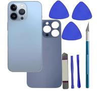 Rear Glass Replacement for iPhone 13 Pro Back Glass with Pre Installed Adhesive Back Glass Replacement + Repair Tool Kit (Blue)