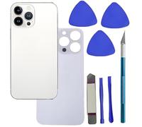Rear Glass Replacement for iPhone 13 Pro Back Glass with Pre Installed Adhesive Back Glass Replacement + Repair Tool Kit (Silver)