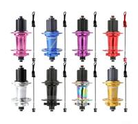 Rear hub for mountain bikes featuring 32 spoke holes and 135mm axle length, supports 7 to 12 speed cassette freewheels, CNC machined aluminum alloy with sealed bearing design (red)