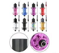 Rear hub for mountain bikes featuring 32 spoke holes and 135mm axle length, supports 7 to 12 speed cassette freewheels, CNC machined aluminum alloy with sealed bearing design (blue)