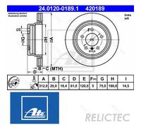 Brake disc ATE 24.0120-0189.1 for BMW 3 Coupe (E36) 3.0 1993-1995