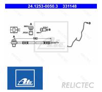 ATE Brake Hose 24.1253-0050.3 192 SKODA: Fabia I Hatchback, Fabia 2, Fabia 1 Combi, VOLKSWAGEN: Polo IV Hatchback, SEAT: Ibiza 3