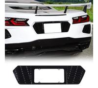 Rear License Plate Frame Compatible with Chevrolet Corvette C8 2020-2024 Aluminum License Plate Frame Grille Air Vent License Plate Trim Basic Accessories (Light Black)