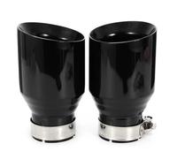 Rear Muffler Tip Tail 1 PC Car Modified Stainless Steel Glossy Black Exhaust Pipe Universal Bevel Edeg Shiny Muffler Tip(63MM IN 76MM OUT)