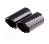 Rear Muffler Tip Tail 2Pcs Stainless Steel Car Exhaust Muffler Tip Pipes Covers For A1 For A3 For A4 For TT 2009 2010 2011 2012 2013 2014 2015(Black-8.9cm)