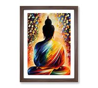 Rear Of The Buddha Framed Print | A2 Walnut Framed Wall Art | Ready to Hang | Modern Religious Picture | Living Room Bedroom Lounge Office