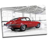 Rear Red Jaguar E Type Canvas Print Picture Wall Art Large 30x20 Inches