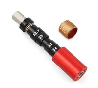 Rear shock absorber bushing tool kit for mountain bikes with viewing window and scale for precision installation and removal of DU and needle bearing bushings (red)